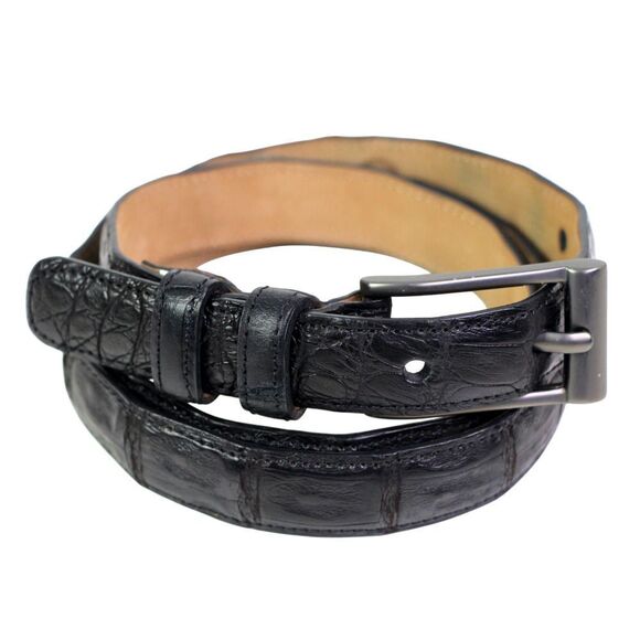 Tommy Bahama Spain BLACK GENUINE CROCODILE 3/4"Wd DRESS WOMEN'S BELT Size L (C71 - Picture 2 of 16